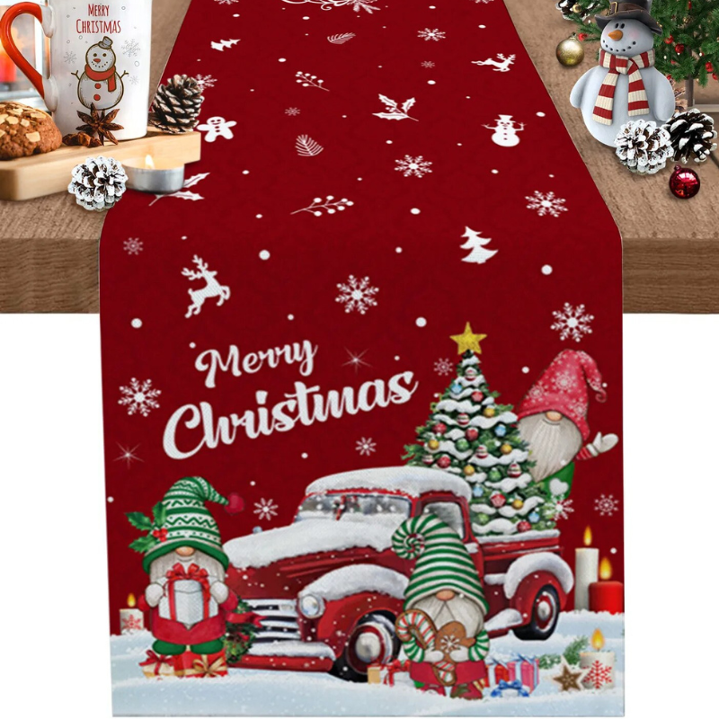 Caminho de Mesa Natalino  100% Algodão | Vermelho e Branco Canto Decor