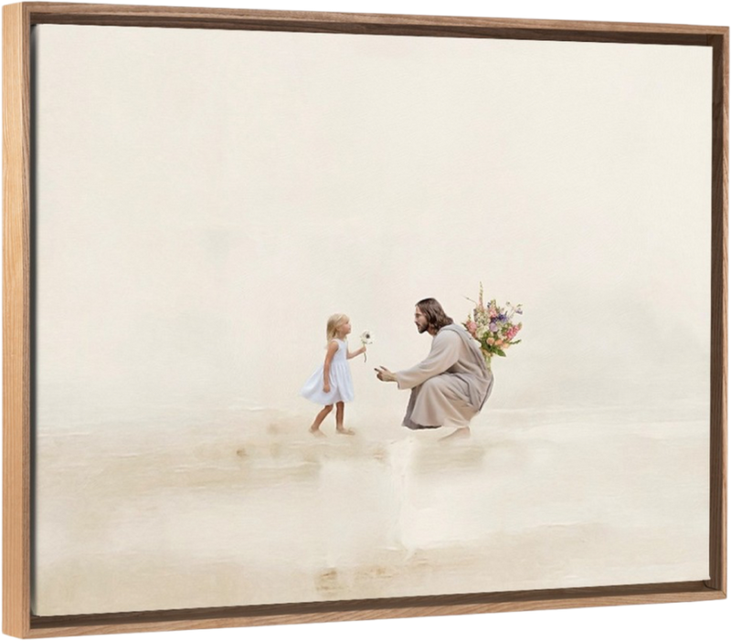 Jesus e um buquê de Flores a você 🌸✨ | Quadro Decorativo Cristão - Decore PAZ