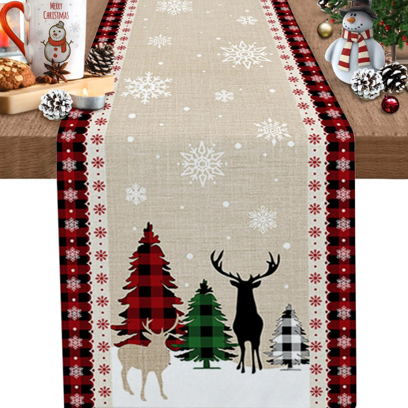 Caminho de Mesa Natalino  100% Algodão | Vermelho e Branco Canto Decor