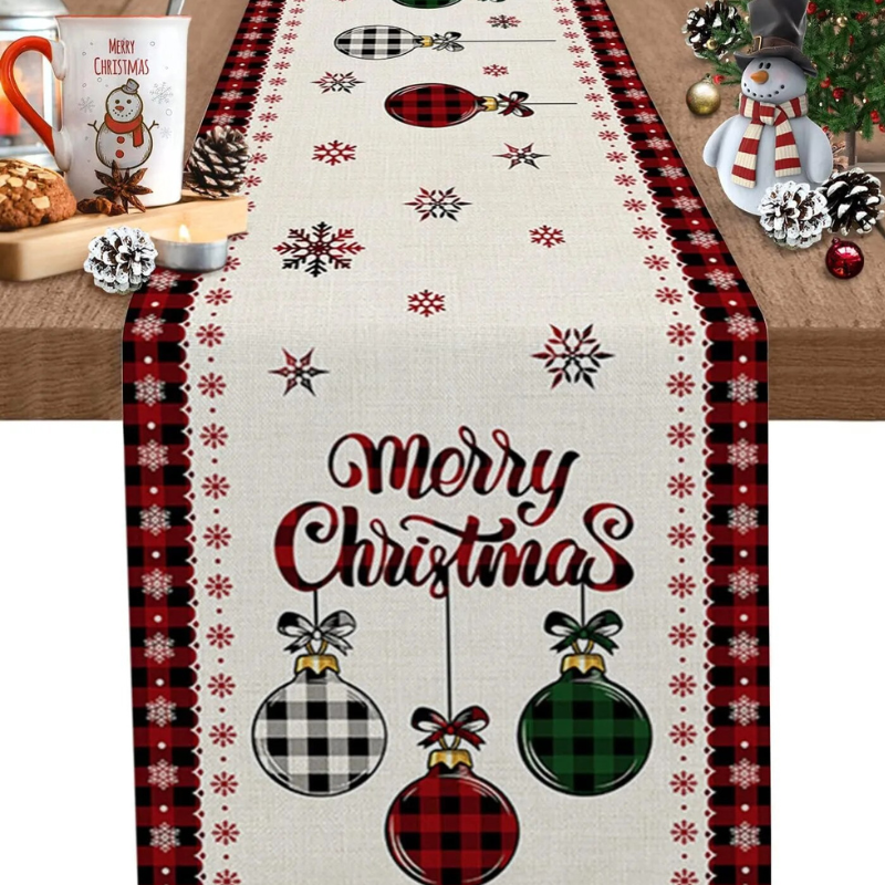Caminho de Mesa Natalino  100% Algodão | Vermelho e Branco Canto Decor
