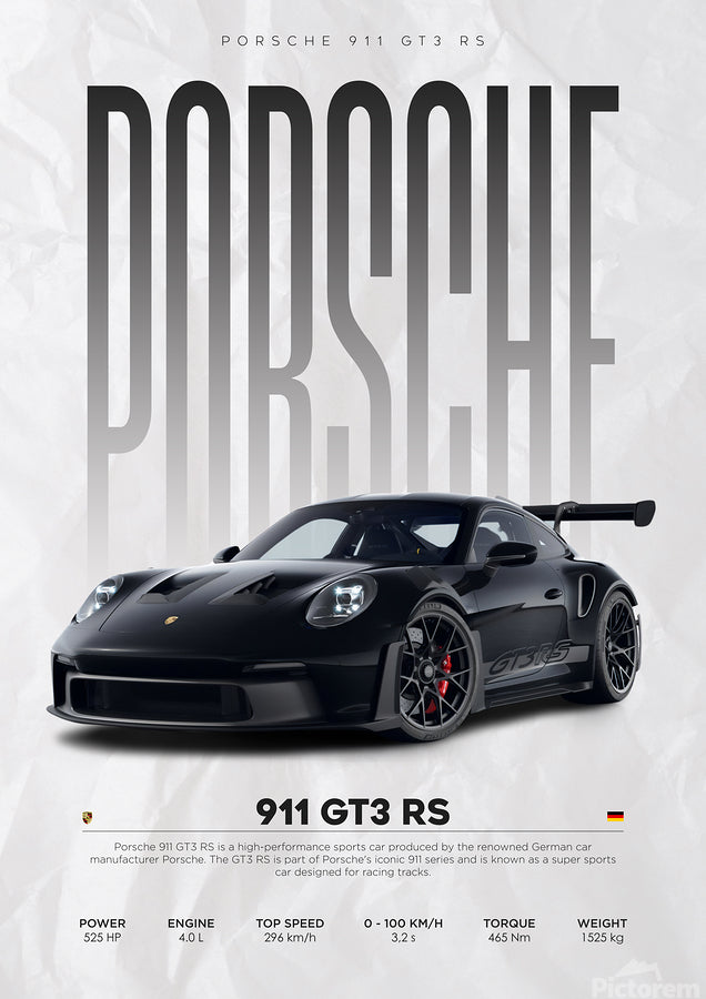 Quadro motivacional, "Porsche 911 GT3 RS" | Leve estilo, potência e desempenho demonstrados em sua parede 🏁 Decore Paz