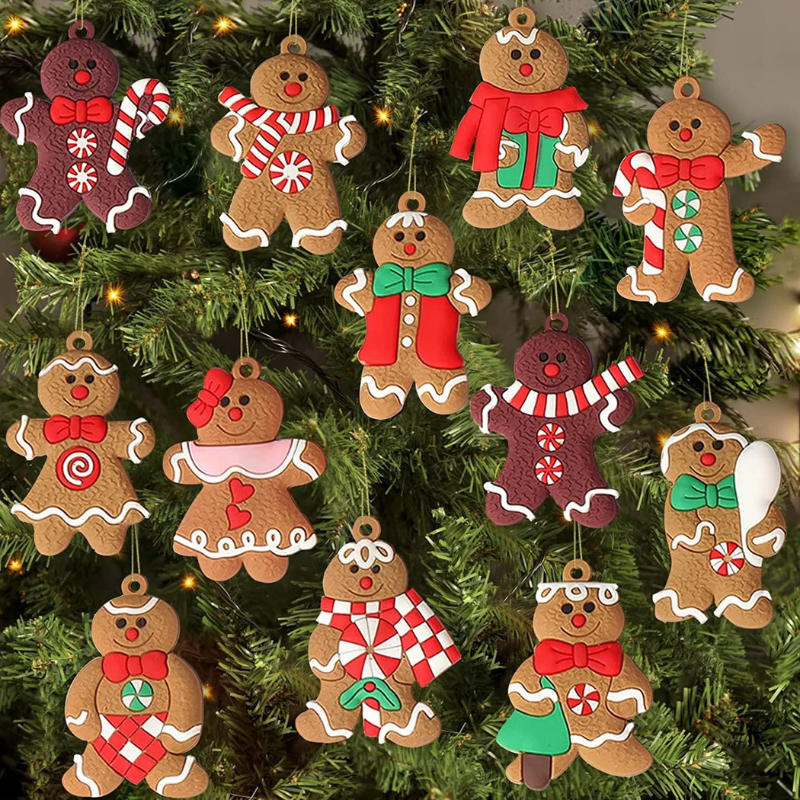 Conjunto de 12 Enfeites de Árvore de Natal em Silicone - Formato Biscoito | Canto Decor Canto Decor