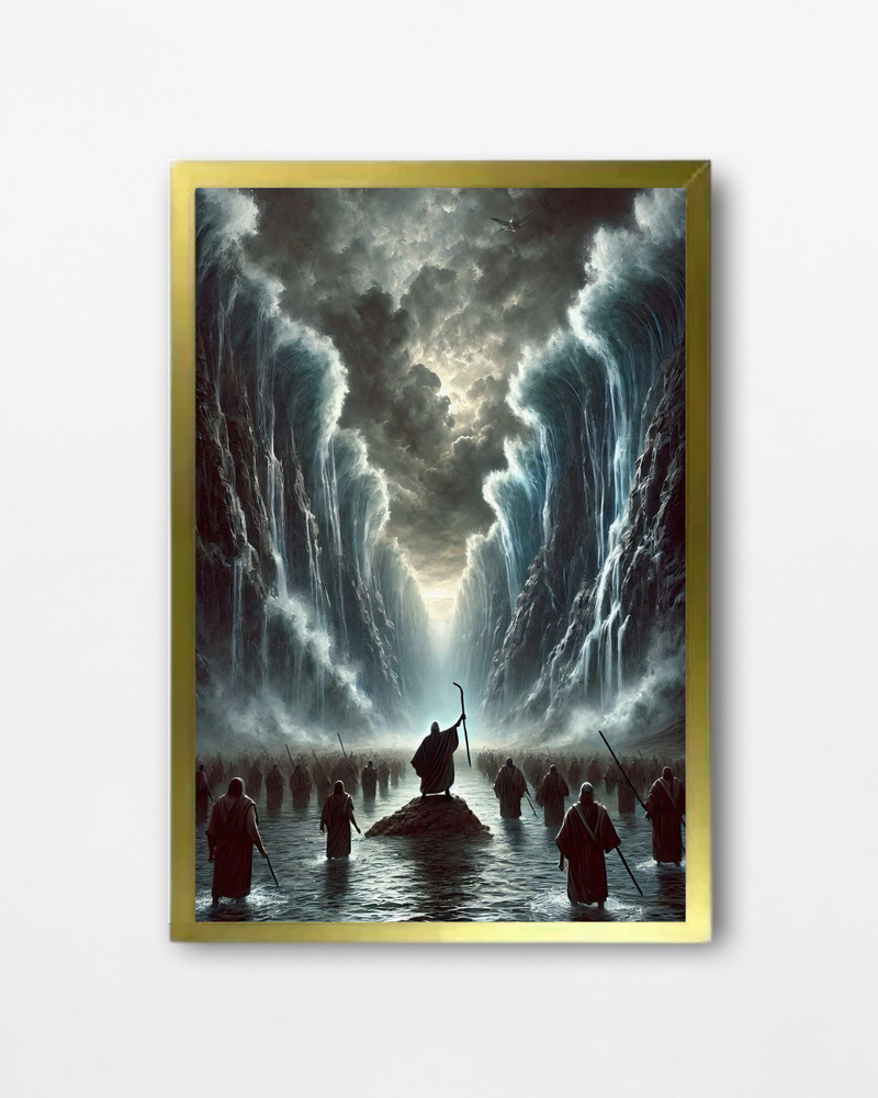 Moisés e o milagre da divisão do mar Vermelho 🙏🏼🌊 : Quadro autoria Decore PAZ. Decore Paz