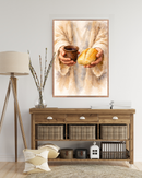 Quadro Vertical: Pão e Vinho | Santa Ceia de Jesus – Arte Cristã 4K Decore PAZ 🍞🍷