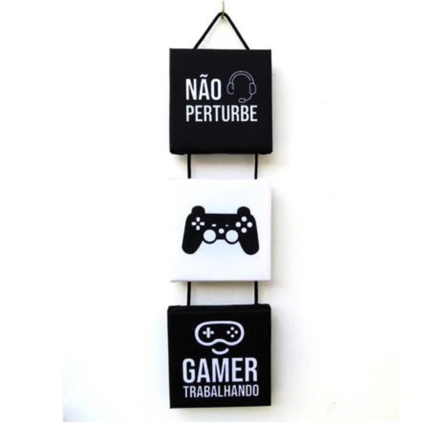 Quadro Placa Gamer Playstation Decorativo - "Não pertube, Gamer trabalhando" Os gamers piram! Canto Decor