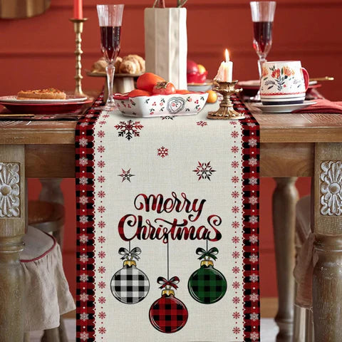Caminho de Mesa Natalino  100% Algodão | Vermelho e Branco Canto Decor