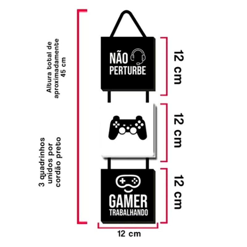 Quadro Placa Gamer Playstation Decorativo - "Não pertube, Gamer trabalhando" Os gamers piram! Canto Decor
