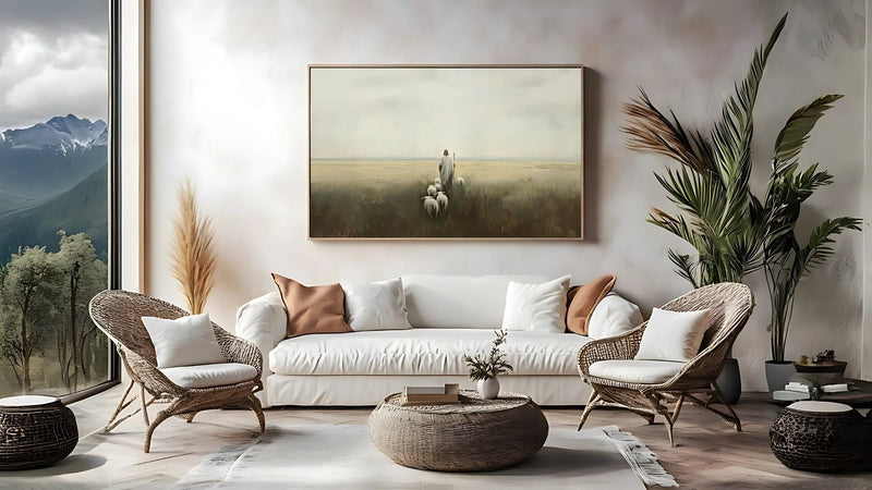 Quadro “Jesus e Suas Ovelhas” – Um Chamado de Fé para o Seu Lar 🐑🤍 Decore Paz