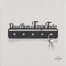 Porta-Chaves Refinado Frase Cristã: "Deus é Bom o Tempo Todo" | Madeira e Metal Decore Paz