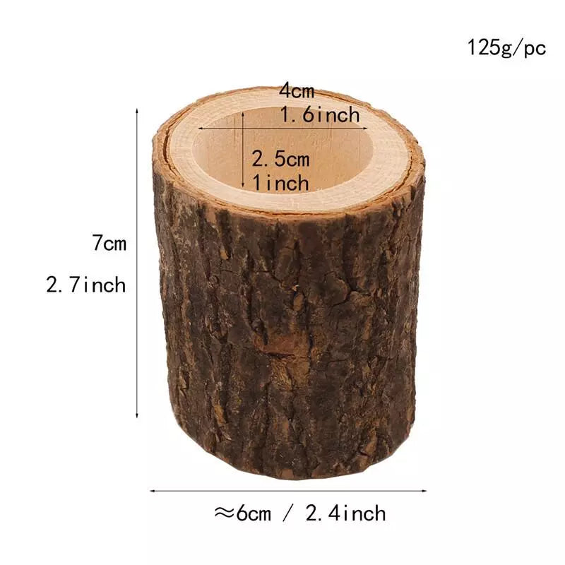 Castiçal Natural de Madeira - Kit com 3 peças | Canto Decor