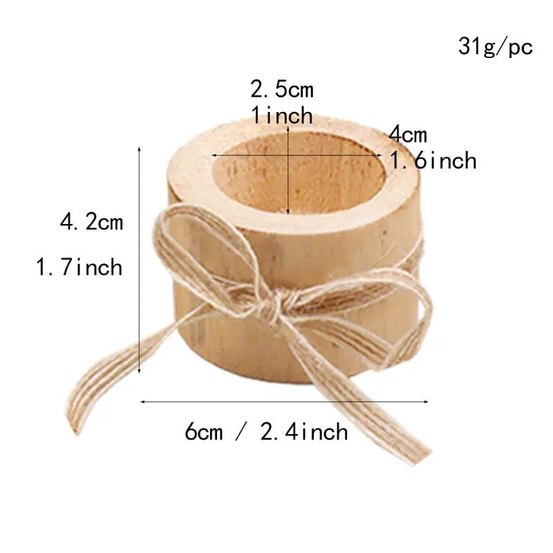 Castiçal Natural de Madeira - Kit com 3 peças | Canto Decor