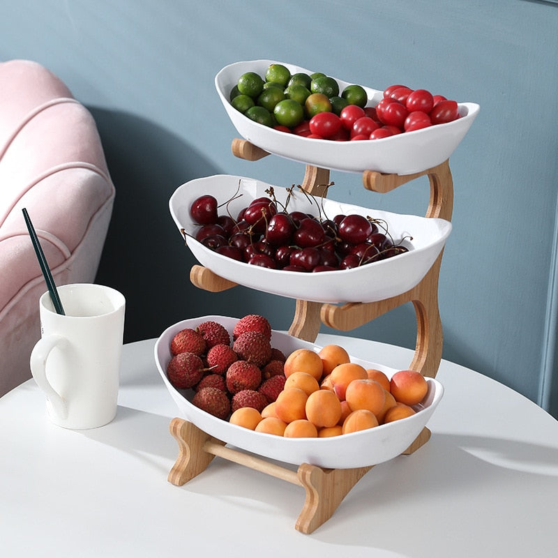Fruteira de Três Níveis – Organização e Elegância para Cozinhas e Salas de Jantar Canto Decor