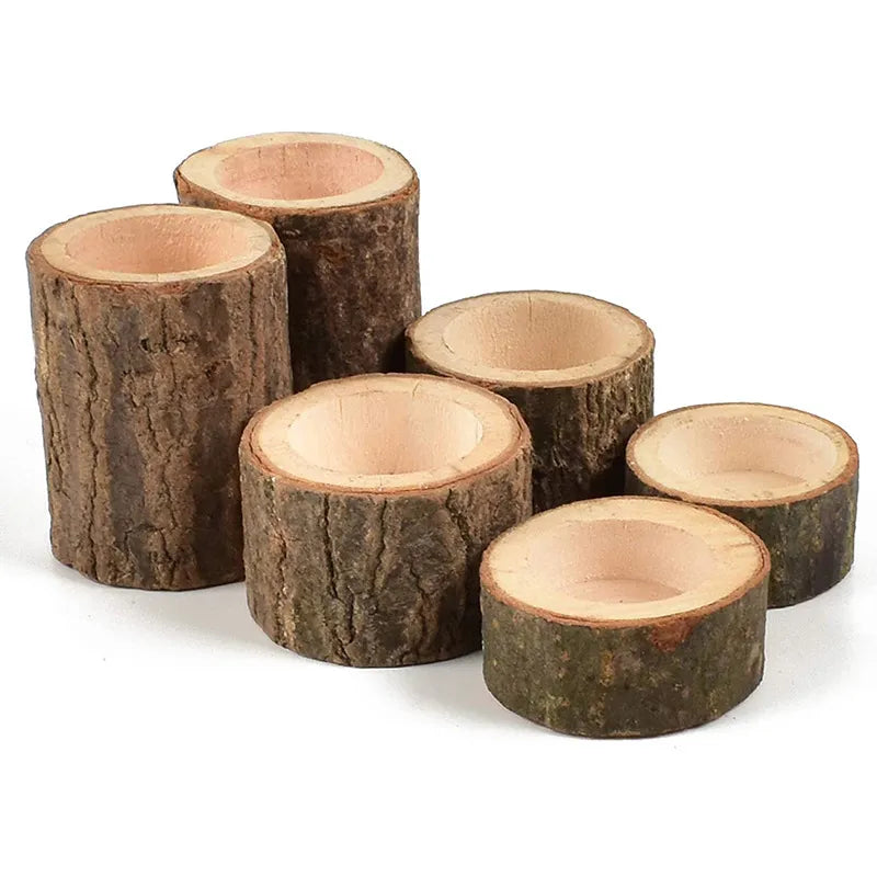Castiçal Natural de Madeira - Kit com 3 peças | Canto Decor