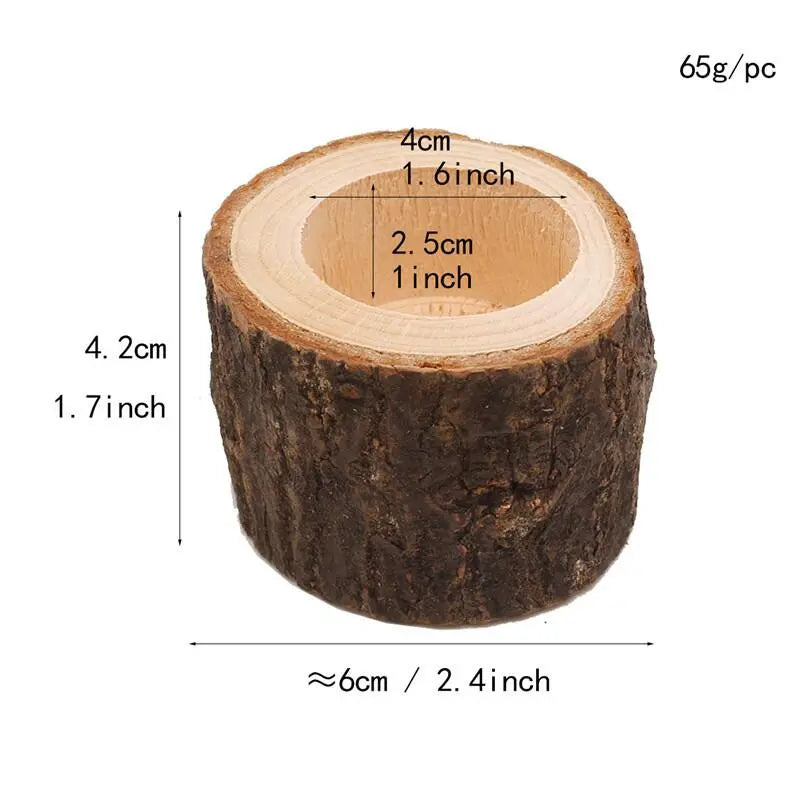 Castiçal Natural de Madeira - Kit com 3 peças | Canto Decor
