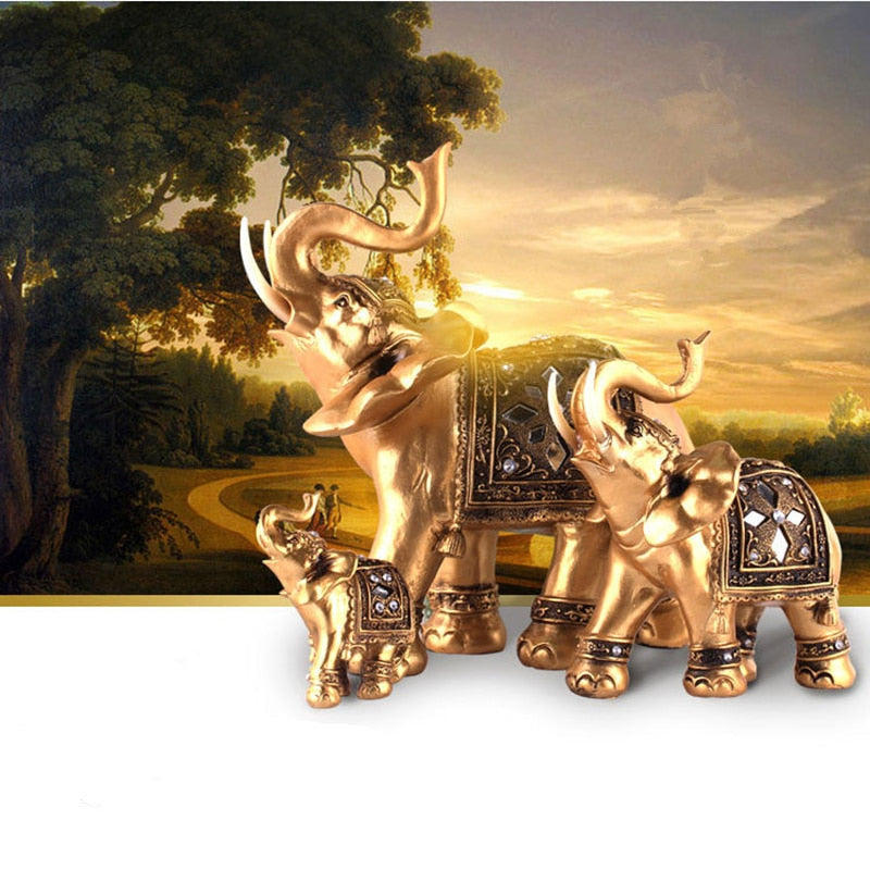 Ornamento Elefantes Dourados Canto Decor