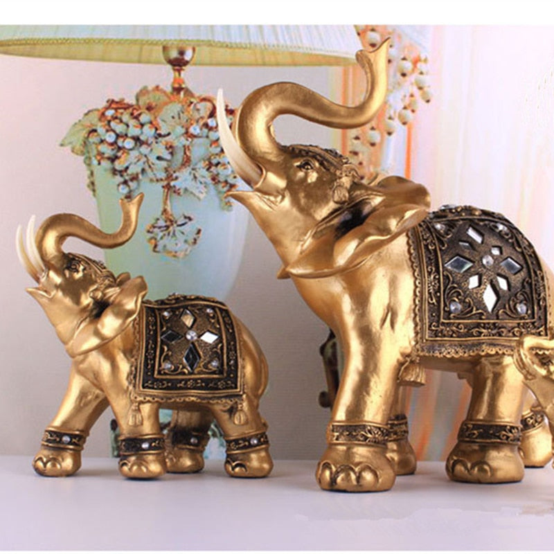 Ornamento Elefantes Dourados Canto Decor