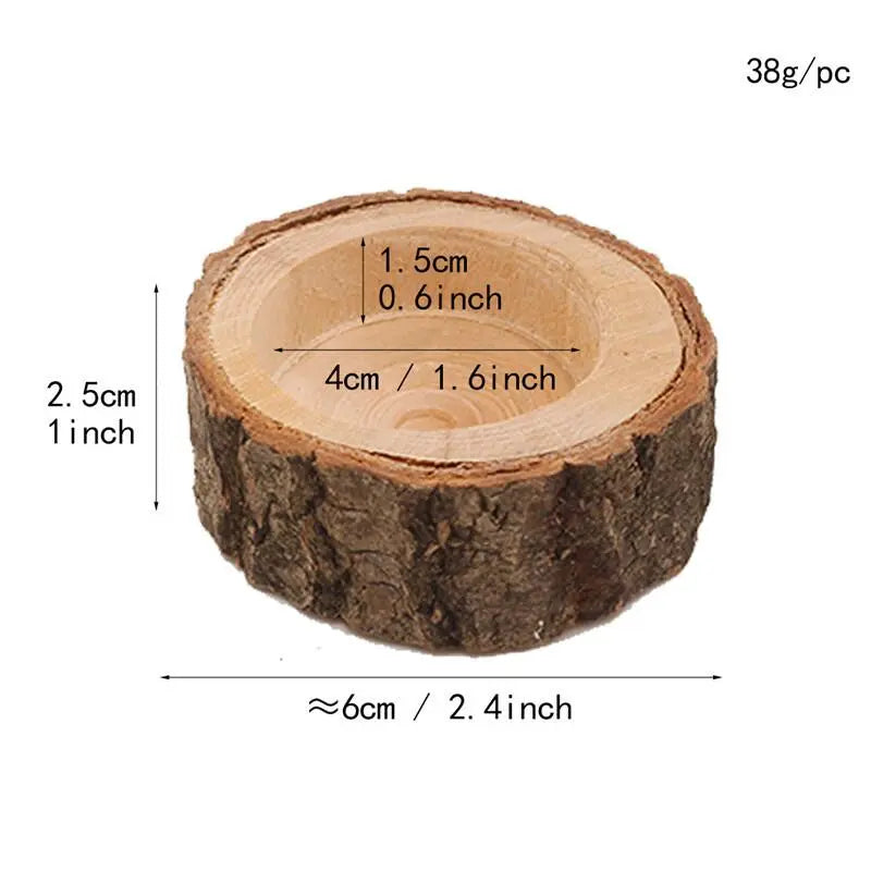 Castiçal Natural de Madeira - Kit com 3 peças | Canto Decor