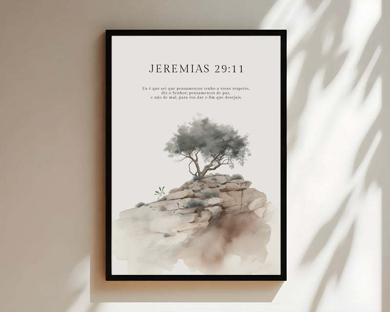 Kit 3 Quadros Decorativos : Trilogia de Inspiração | Sl 23:4, Sl 91:2 e Jr 29:11