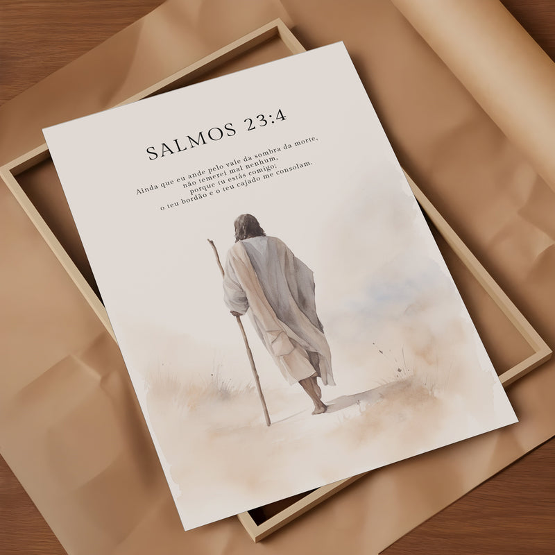 Kit 3 Quadros Decorativos : Trilogia de Inspiração | Sl 23:4, Sl 91:2 e Jr 29:11