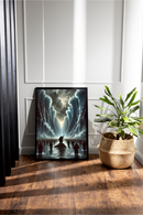 Moisés na divisão do mar vermelho quadro cristão azul 