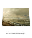 Moldura borda infinita: Quadro Jesus sobre as aguas Decore PAZ. Tela envolve o chassí mostrando a imagem nas laterais. 