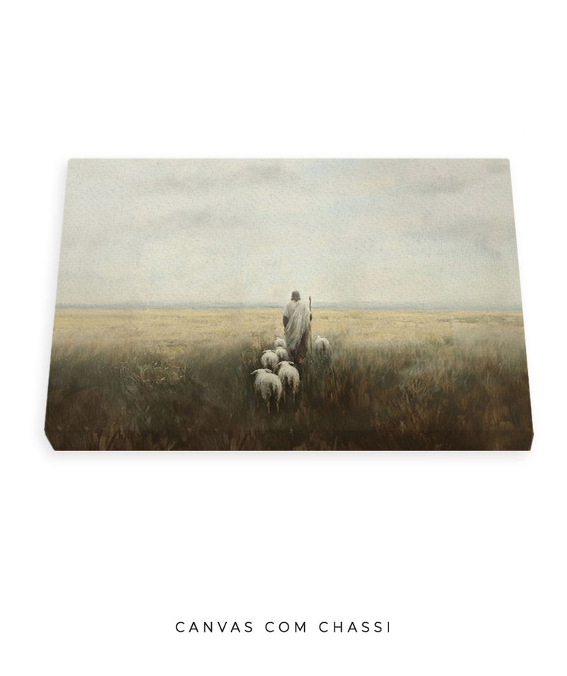 Quadro Tela Canva: Jesus e o rebanho no pasto
