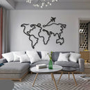 Quadro do Mapa Mundi vazado preto mdf