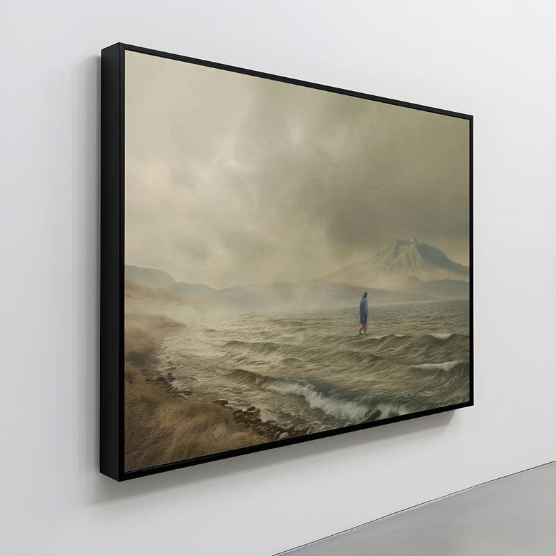 Recebido de cliente: Quadro jesus sobre as aguas moldura Canva preta, Decore PAZ