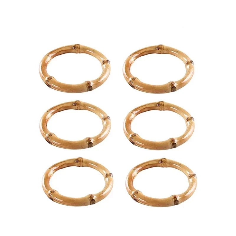 Porta Guardanapos Anéis de Bambú - Jogo com 6 Peças | Canto Decor Canto Decor