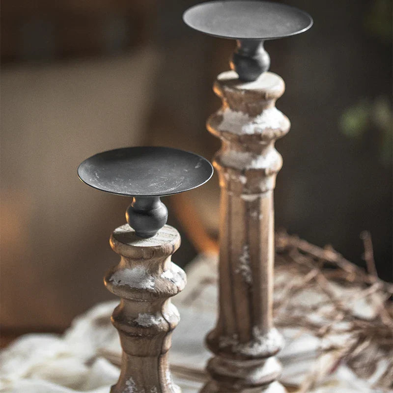 Castiçal em Madeira Estilo Retro - Aconchego e Elegância para Sua Decoração | Canto Decor Canto Decor