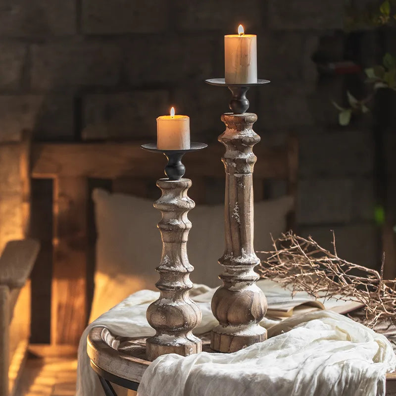 Castiçal em Madeira Estilo Retro - Aconchego e Elegância para Sua Decoração | Canto Decor Canto Decor