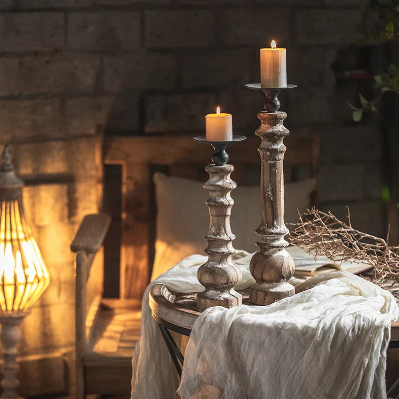 Castiçal em Madeira Estilo Retro - Aconchego e Elegância para Sua Decoração | Canto Decor Canto Decor