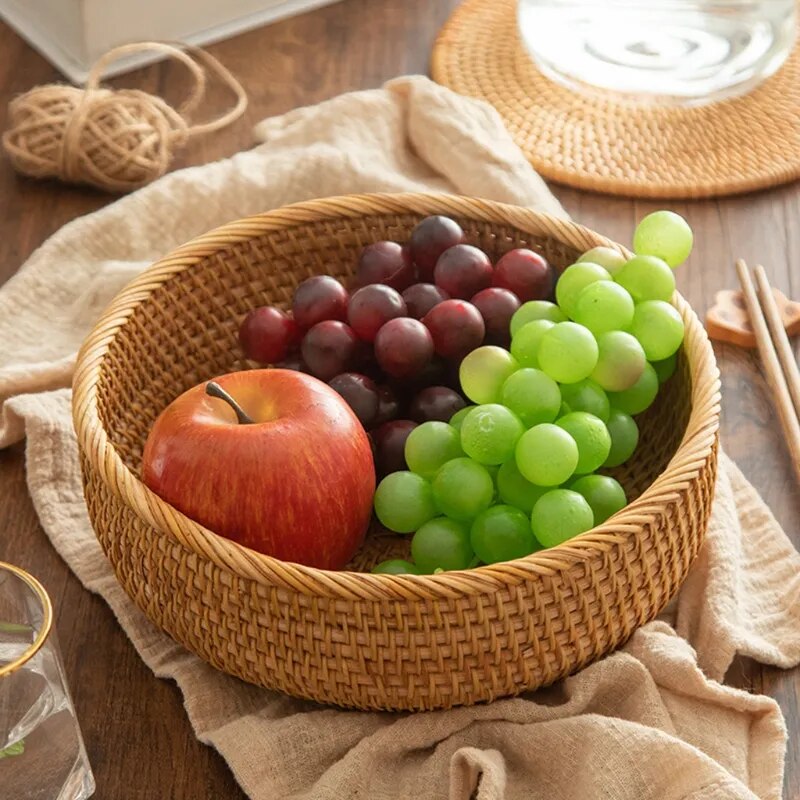 Cesto Redondo de Rattan – Organização com Charme Natural Canto Decor