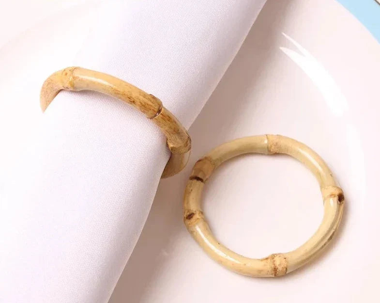 Porta Guardanapos Anéis de Bambú - Jogo com 6 Peças | Canto Decor Canto Decor