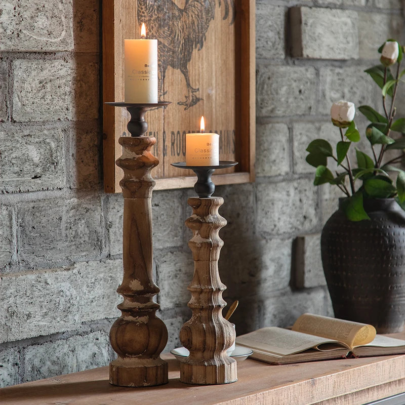Castiçal em Madeira Estilo Retro - Aconchego e Elegância para Sua Decoração | Canto Decor Canto Decor