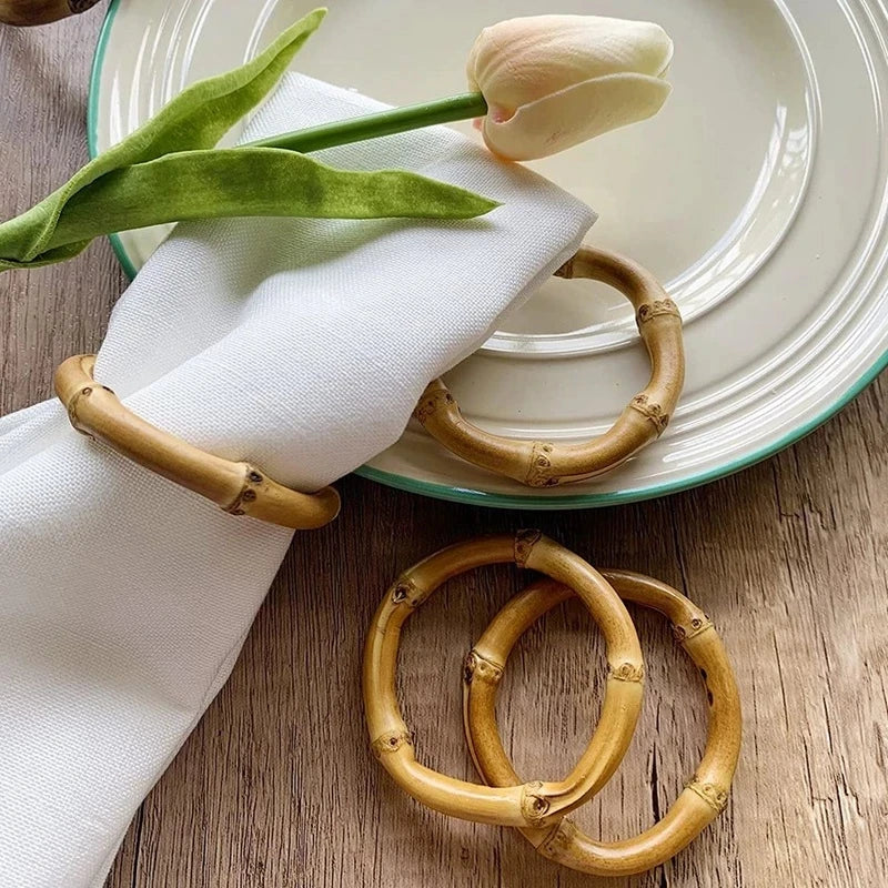 Porta Guardanapos Anéis de Bambú - Jogo com 6 Peças | Canto Decor Canto Decor