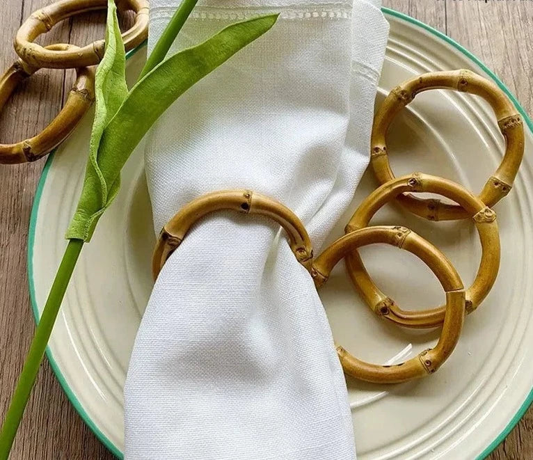 Porta Guardanapos Anéis de Bambú - Jogo com 6 Peças | Canto Decor Canto Decor