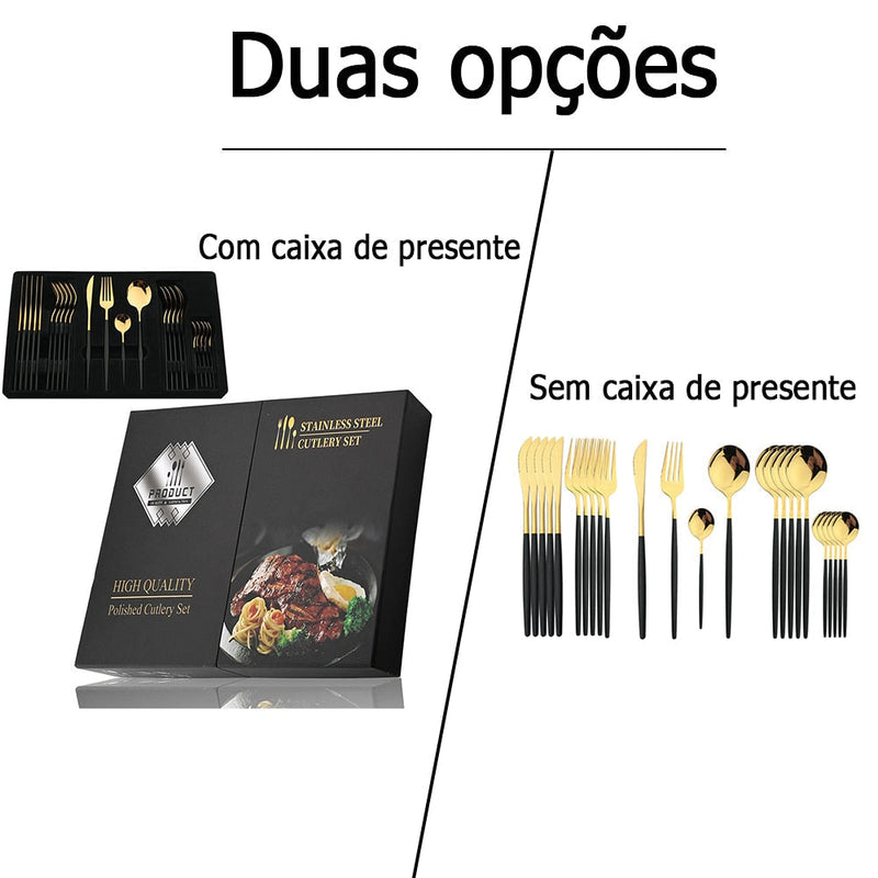 Jogo de Talheres 24 peças Aço Inoxidável Canto Decor