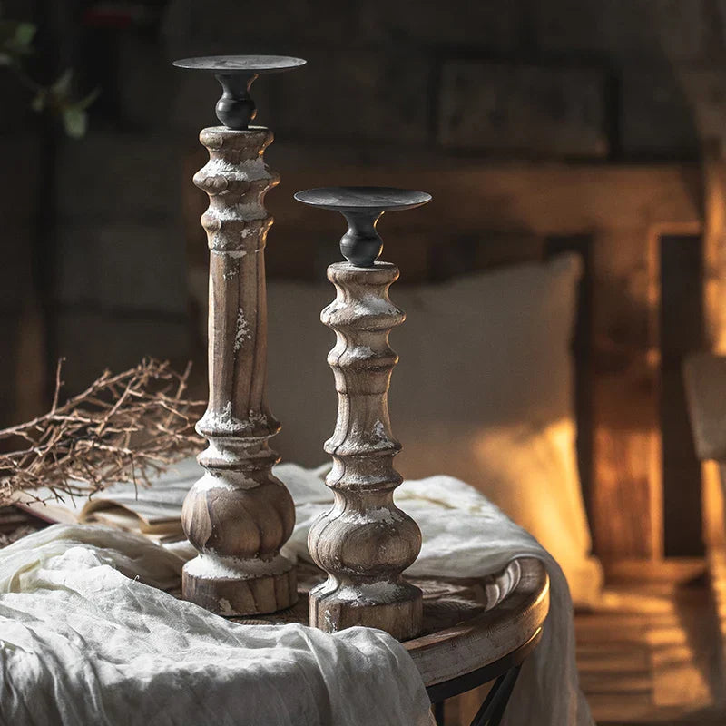 Castiçal em Madeira Estilo Retro - Aconchego e Elegância para Sua Decoração | Canto Decor Canto Decor