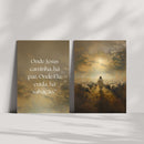 2 Quadros: O Bom Pastor Guia as Ovelhas à Glória | Jesus Cristo, ovelhas e Frases de Salvação rumo a glória. Decore Paz