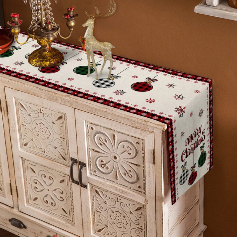 Caminho de Mesa Natalino  100% Algodão | Vermelho e Branco Canto Decor