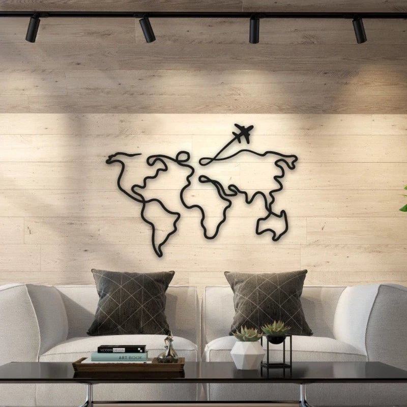 Painel Mapa Mundi Decorativo Para Parede Mdf  + Fita 3M dupla face | Canto Decor