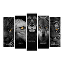 Quadro Decorativo 5 em 1 |  Leão, Lobo, Águia, Tigre e Onça | Motivacional Canto Decor