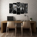 Quadro Decorativo 5 em 1 |  Leão, Lobo, Águia, Tigre e Onça | Motivacional Canto Decor