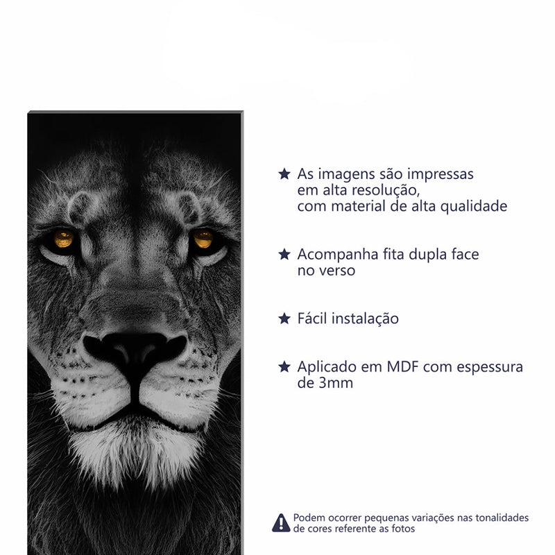 Quadro Decorativo 5 em 1 |  Leão, Lobo, Águia, Tigre e Onça | Motivacional Canto Decor