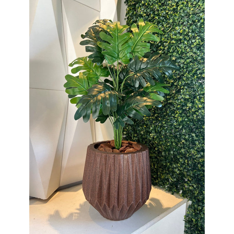 Planta Artificial Bananinha Com Vaso Origami Cores Folhas Canto Decor