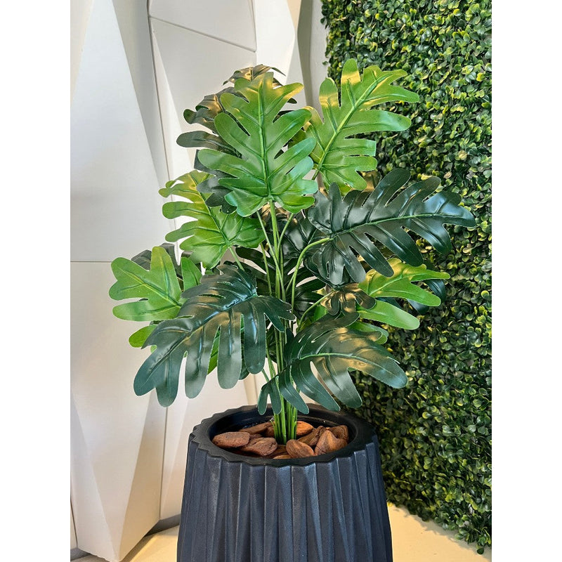 Planta Artificial Bananinha Com Vaso Origami Cores Folhas Canto Decor