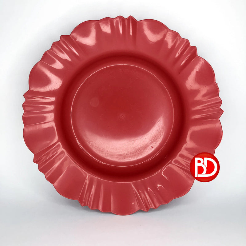 Kit 10 Pratos Fundos Plásticos Refeição Pétala Vermelho Natal boas festas Canto Decor