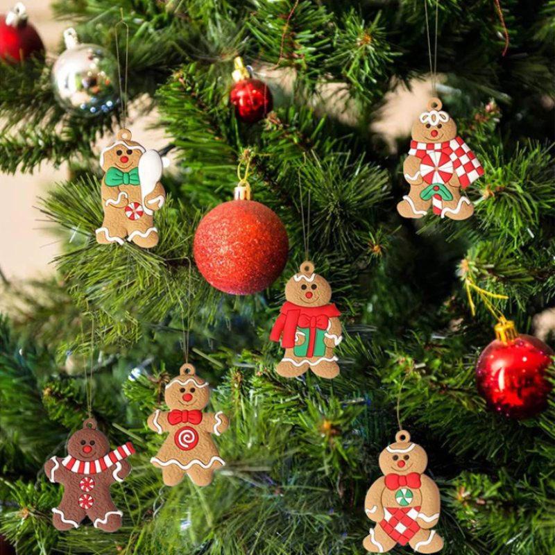 Conjunto de 12 Enfeites de Árvore de Natal em Silicone - Formato Biscoito | Canto Decor Canto Decor