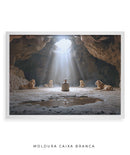 Quadro Cristão: Daniel na Cova dos Leões | Daniel 6:22 – Deus Fechou a Boca dos Leões | Arte Bíblica 4K Decore PAZ 🦁🙏